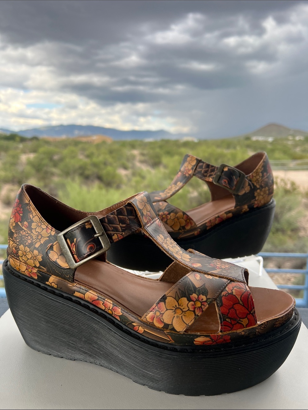 Like New Dr. Martens Japanese Tattoo T-Strap Adaya Platform Sandals